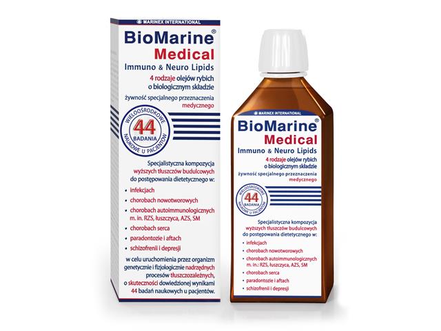 BioMarineMedical Immuno & Neuro Lipids 4 rodzaje olejów rybich o biologicznym składzie interakcje ulotka olej  200 ml