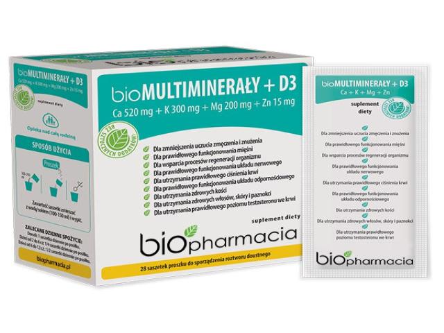 bioMultiminerały + D3 interakcje ulotka proszek do rozpuszczenia - 28 sasz.