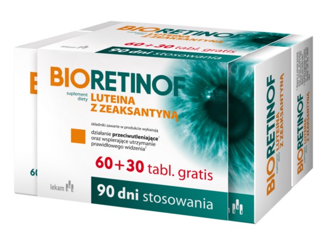 Bioretinof z luteiną, zeaksantyną interakcje ulotka tabletki - 90 tabl.