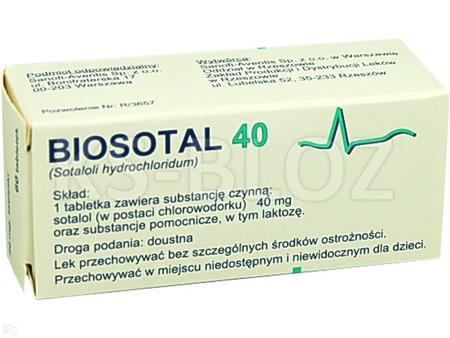 Biosotal 40 interakcje ulotka tabletki 40 mg 60 tabl. | 6 blist.po 10 szt.