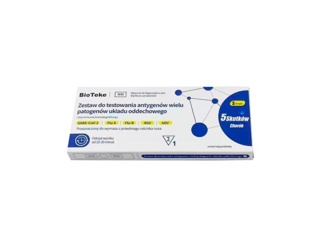 BioTeke Test Combo Zestaw do testowania wielu patogenów układu oddechowego 5w1 interakcje ulotka test  1 szt.