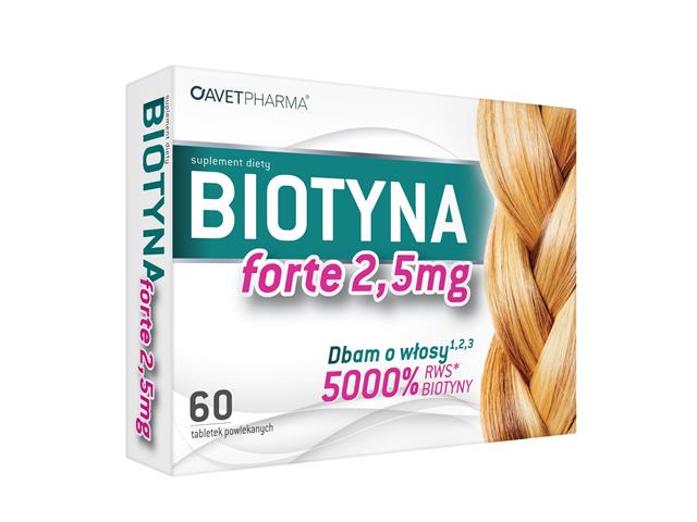 Biotyna Forte 2,5 mg interakcje ulotka tabletki powlekane - 60 tabl.