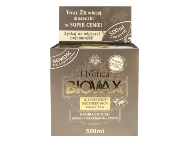 BIOVAX Masecz.Int.Reg.ARGAN MAKADAMIA KOKOS d/każd.rodz.wł. interakcje ulotka maska do włosów - 500 ml