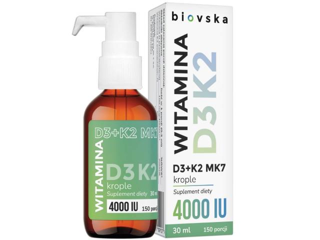 biovska Witamina D3 + K2 MK7 interakcje ulotka krople - 30 ml