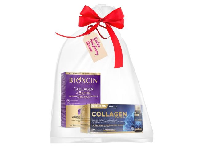 Bioxcin Zestaw świąteczny Szampon dodający objętości + Collagen interakcje ulotka zestaw - 300 ml + 10 amp. po 50 ml