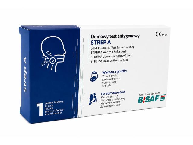 Bisaf Strep A Test do samokontroli szybki antygenowy interakcje ulotka test kasetkowy  1 szt.