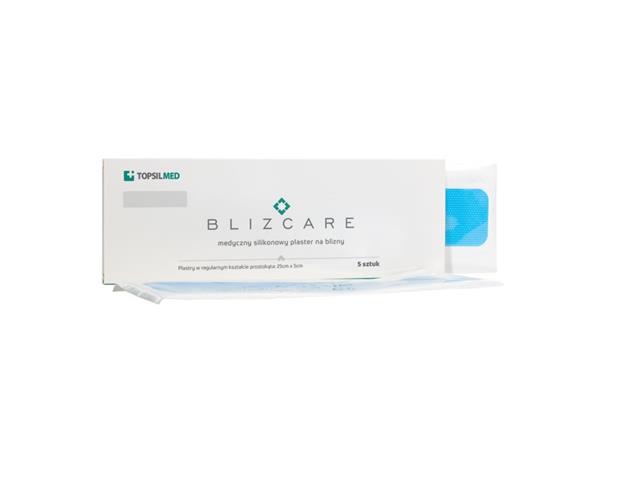 Blizcare Plastry medyczne silikonowe 25 x 5 cm interakcje ulotka   5 szt.