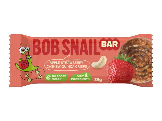 Bob Snail Baton owocowo-orzechowy jabłko, truskawka, nerkowce, chrupki z komosy ryżowej interakcje ulotka baton - 35 g