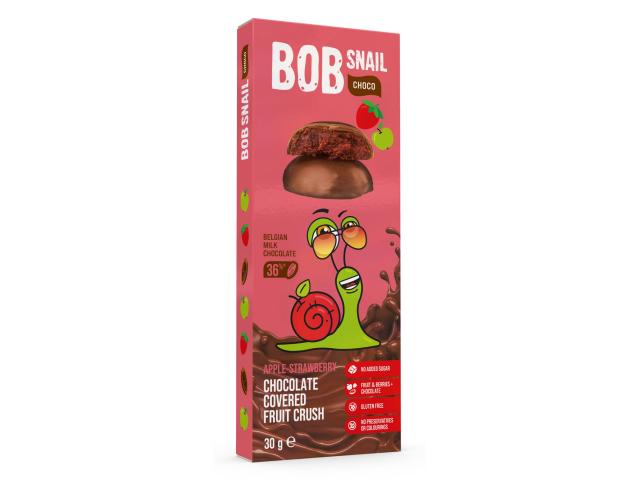 Bob Snail Przekąski jabłko-truskawka w mlecznej belgijskiej czekoladzie interakcje ulotka przekąska  30 g