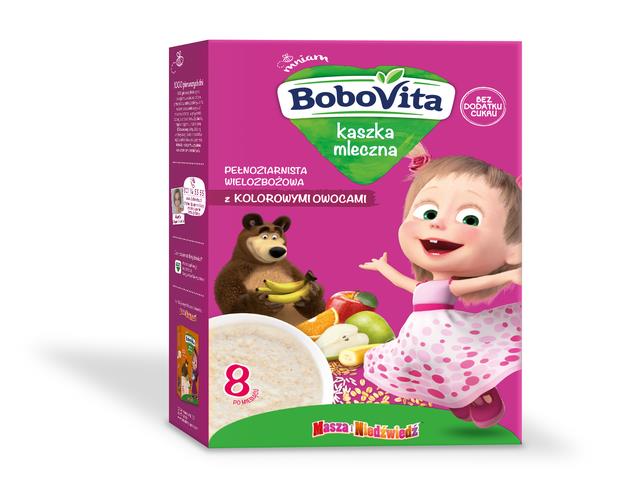 BoboVita Kaszka mleczna wielozbożowa pełnoziarnista kolorowe owoce interakcje ulotka proszek - 200 g