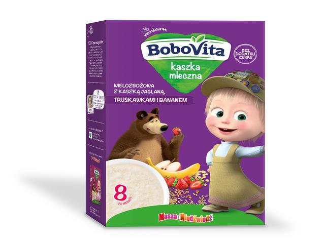 BoboVita Kaszka mleczna wielozbożowa z kaszą jaglaną truskawkami i bananem interakcje ulotka proszek - 200 g