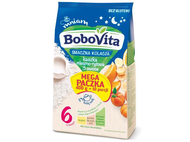 BoboVita Kaszka mleczno ryżowa 3 owoce 6 interakcje ulotka kaszka - 400 g