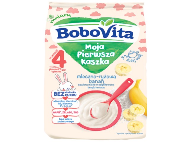 BoboVita Kaszka mleczno ryżowa banan bez cukru interakcje ulotka   230 g