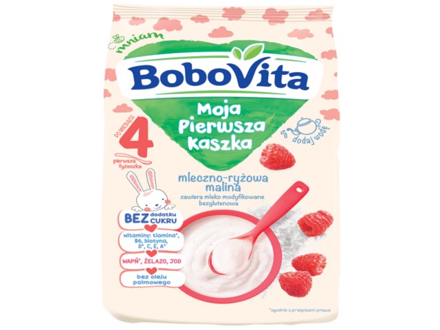 BoboVita Kaszka mleczno ryżowa malina bez cukru interakcje ulotka   230 g