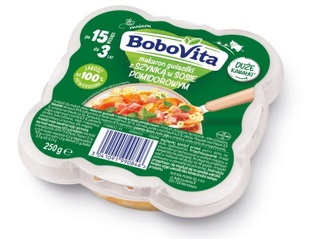 BoboVita Makaron Gwiazdki z szynką w sosie pomidorowym po 15 miesiącu interakcje ulotka obiad - 250 g
