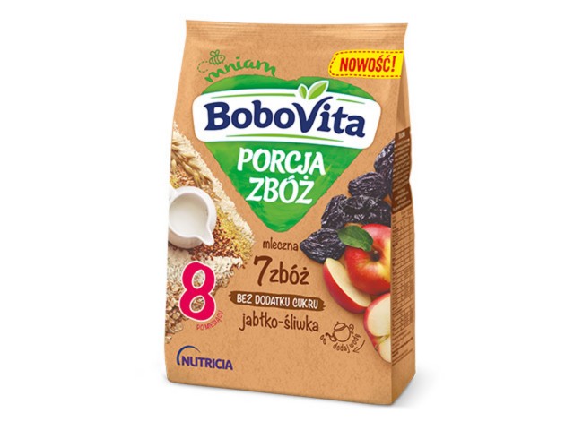 BoboVita Porcja Zbóż mleczna jabłko-śliwka 7 zbóż interakcje ulotka  - 1 szt.