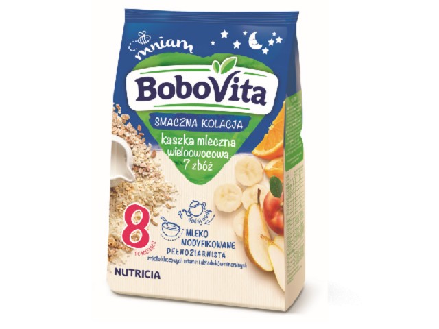 BoboVita Smaczna Kolacja Kaszka mleczna zbożowa pełnoziarnista wieloowocowa 7 zbóż interakcje ulotka  - 230 g