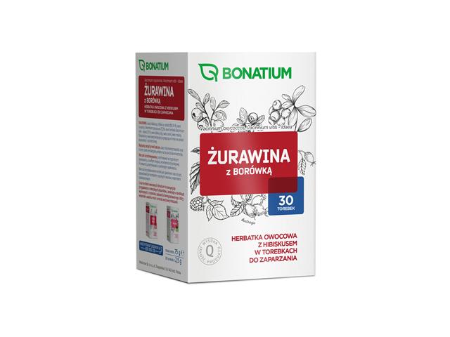 Bonatium Żurawina Z Borówką Herbatka owocowa z hibiskusem interakcje ulotka   30 toreb.