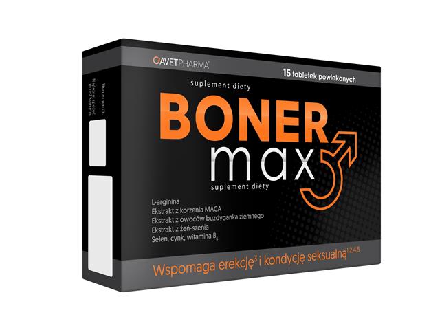 Boner Max interakcje ulotka tabletki powlekane - 15 tabl.