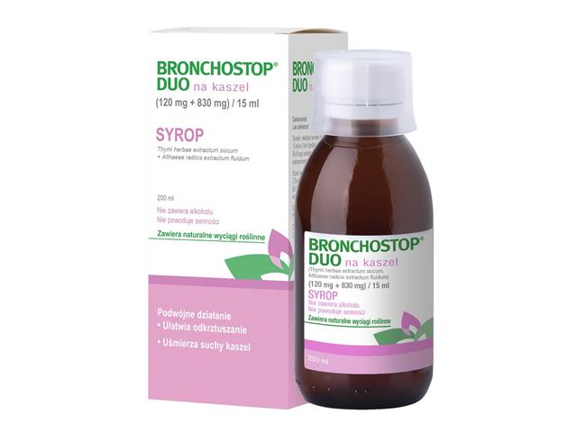 Bronchostop Duo Na Kaszel interakcje ulotka syrop (120mg+830mg)/15ml 120 ml (but.)