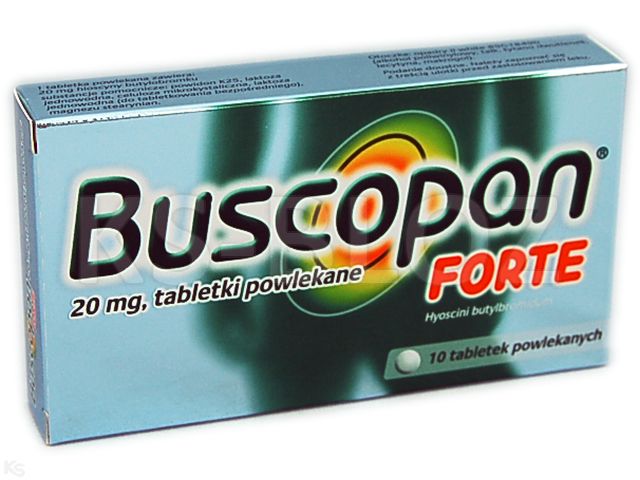 Buscopan Forte interakcje ulotka tabletki powlekane 20 mg 10 tabl.