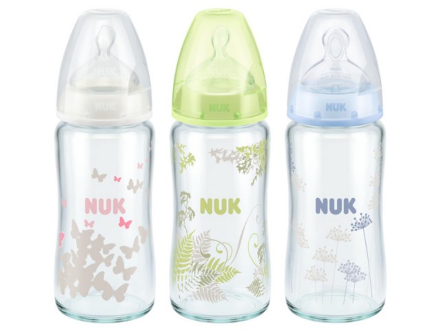 But.niem. 240 ml NUK FIRST CHOICE+ szklana ze smocz. silik. 1M 745.054 interakcje ulotka butelka - 1 szt.