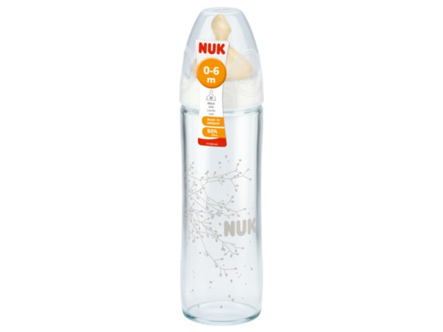 But.niem. 240 ml NUK New Classic szklana ze smocz. lateks. First Choice+ 1m 745.079 interakcje ulotka   1 szt.