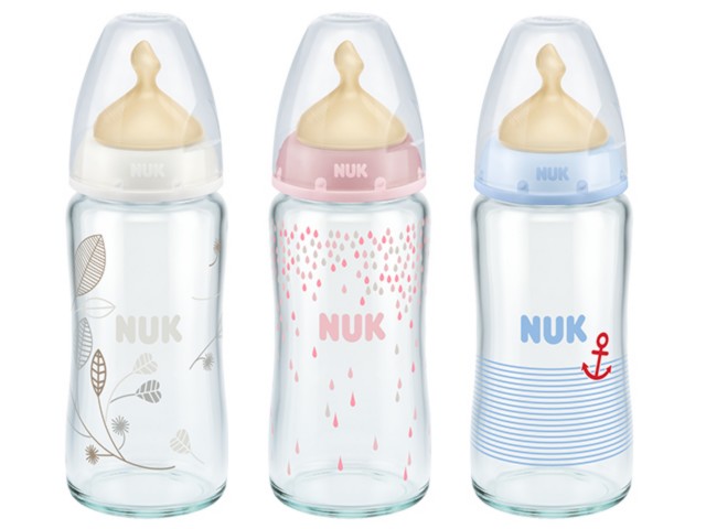 But.niem. 240ml szklana NUK First Choice+ ze smoczkiem lateksowym 1M 745.098 interakcje ulotka  - 1 szt.