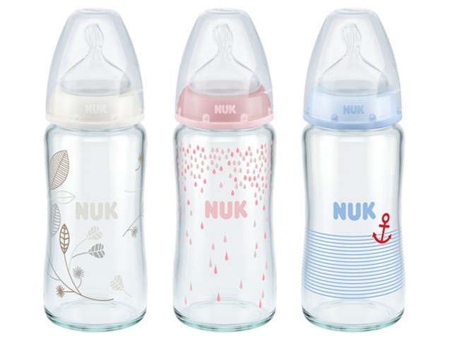 But.niem. 240ml szklana NUK First Choice+ ze smoczkiem silikonowym 1M 745.097 interakcje ulotka butelka - 1 szt.