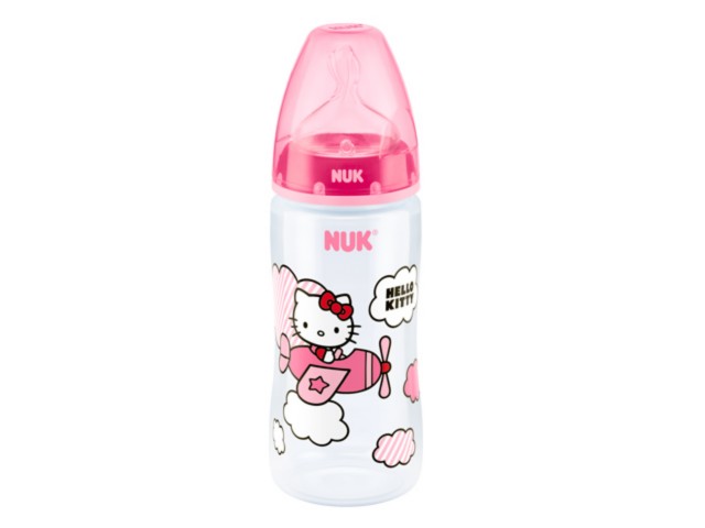 But.niem. 300 ml NUK FIRST CHOICE Hello Kitty smocz.sil.FC+ (6-18m) M 216114 interakcje ulotka   1 szt.