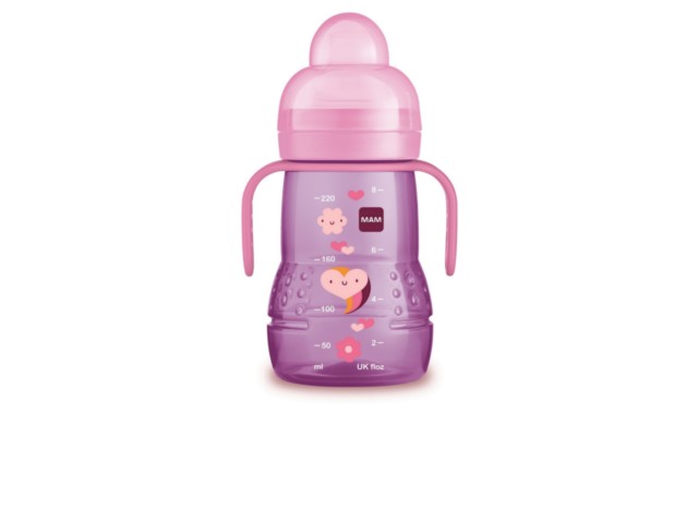 Butel. MAM 220 ml treningowa z ustnikiem Girl interakcje ulotka  - 1 szt.
