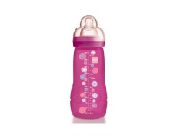 Butel. MAM PC 330ml Baby Bottle CIRCLES Smoczek n/but.4+ szybki przepł. interakcje ulotka butelka  1 szt.