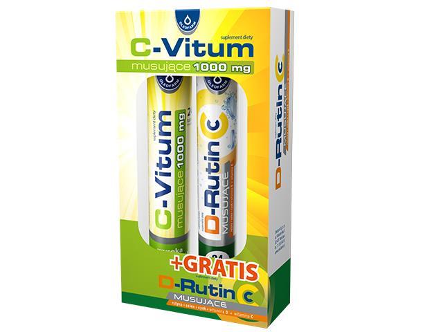 C-Vitum Musujące 1000 mg + D-Rutin CC musujące GRATIS interakcje ulotka tabletki musujące - 20 tabl. + 20 tabl.