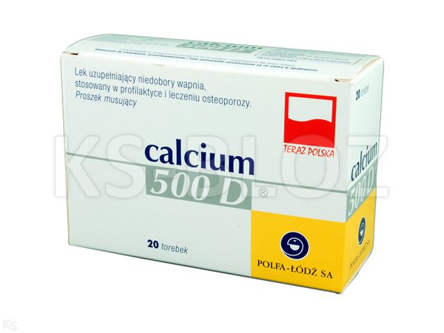 Calcium 500D interakcje ulotka proszek musujący 500mg+250j.m.+60mg 20 sasz.