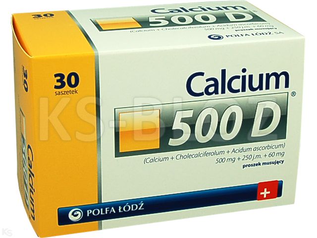 Calcium 500d interakcje ulotka proszek musujący 500mg+60mg+250j.m. 30 sasz.