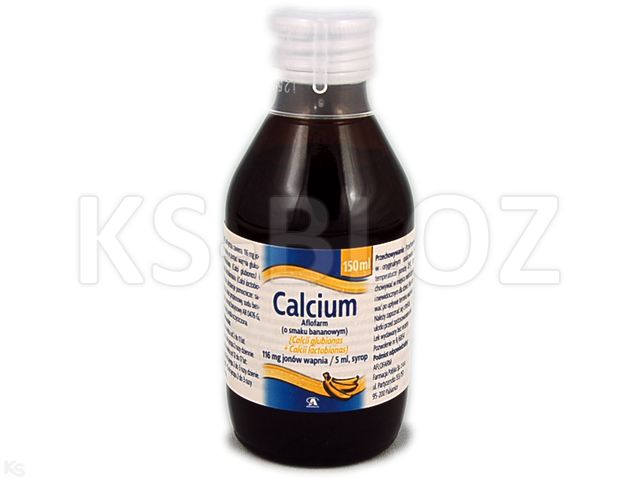 Calcium Aflofarm o smaku bananowym interakcje ulotka syrop 116 mg Ca2+/5ml 150 ml