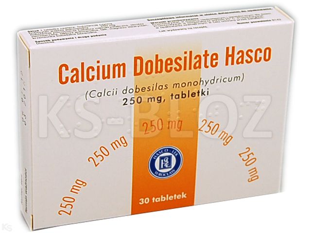 Calcium Dobesilate Hasco interakcje ulotka tabletki 250 mg 30 tabl. | 2 blist.po 15 szt.