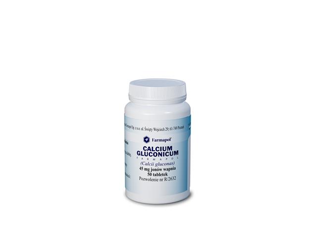 Calcium Gluconicum Farmapol interakcje ulotka tabletki 45 mg Ca2+ 50 tabl.