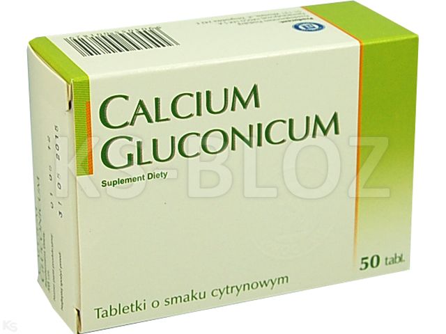 Calcium Gluconicum smak cytrynowy interakcje ulotka tabletki powlekane  50 tabl.