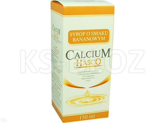 Calcium Hasco o smaku bananowym interakcje ulotka syrop 115,6 mg jonów Ca/5ml 150 ml