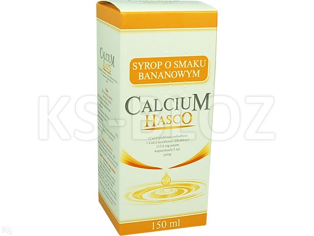 Calcium Hasco o smaku bananowym interakcje ulotka syrop 115,6 mg jonów Ca/5ml 