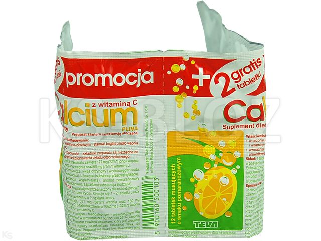 Calcium Pliva z witaminą C interakcje ulotka tabletki musujące  14 tabl. (12+2)