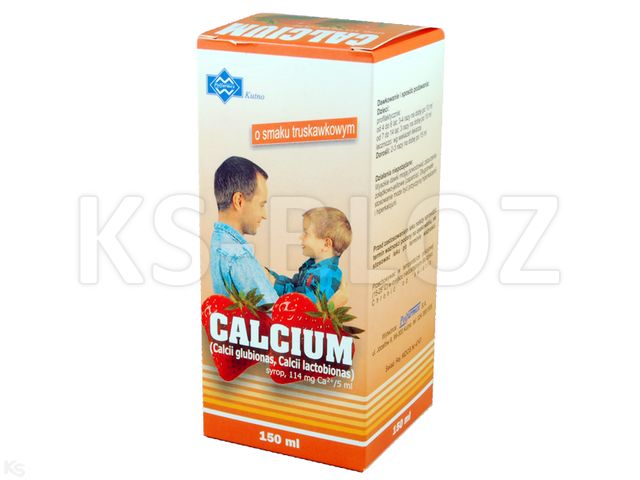 Calcium Polfarmex o smaku truskawkowym interakcje ulotka syrop 114 mg Ca2+/5ml 150 ml