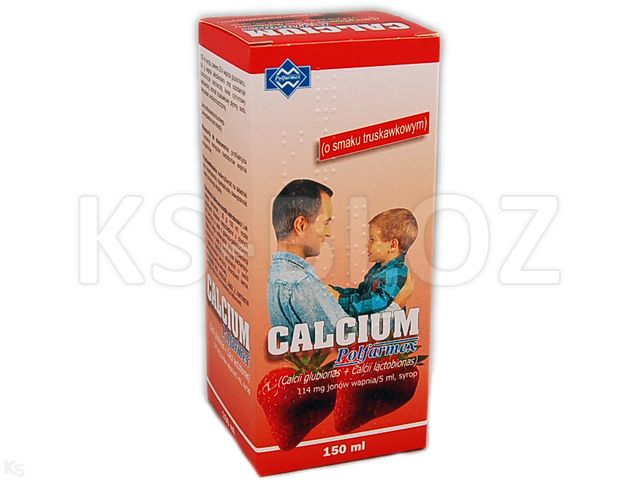 Calcium Polfarmex o smaku truskawkowym interakcje ulotka syrop 114 mg Ca2+/5ml 150 ml | but.PET.