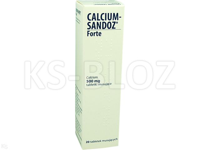 Calcium Sandoz Forte interakcje ulotka tabletki musujące 500 mg Ca2+ 20 tabl. | tuba