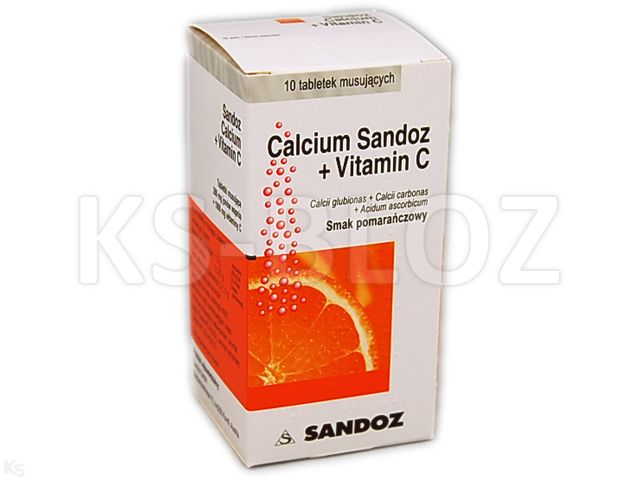 Calcium Sandoz + Vitamin C interakcje ulotka tabletki musujące 260mg Ca2+1g 10 tabl.