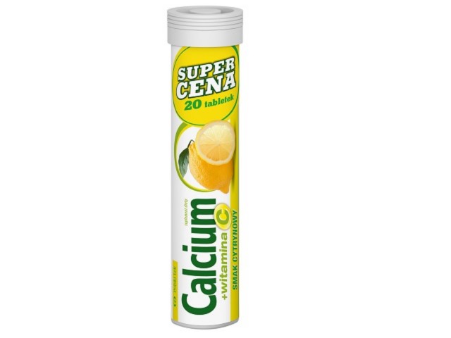 Calcium + Vitaminum C cytrynowe interakcje ulotka tabletki musujące  20 tabl.