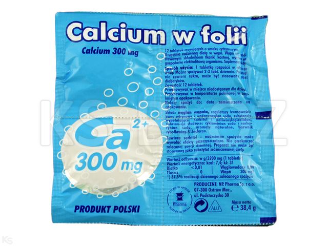 Calcium W Folii o smaku cytrynowym interakcje ulotka tabletki musujące 300 mg 12 tabl.
