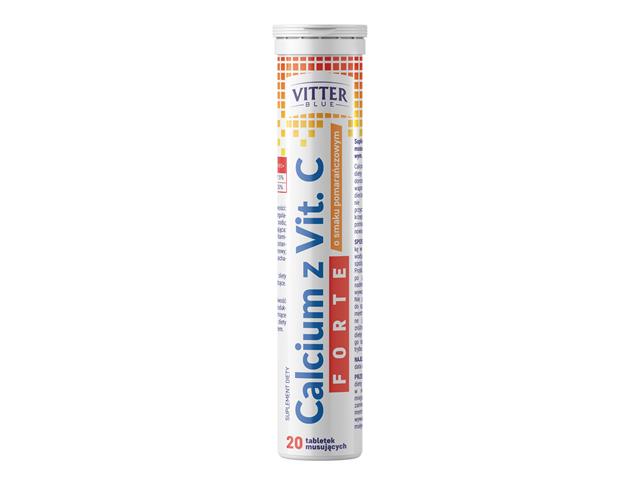 Calcium Z Vit. C Forte Vitter Blue smak pomarańczowy interakcje ulotka tabletki musujące  20 tabl.