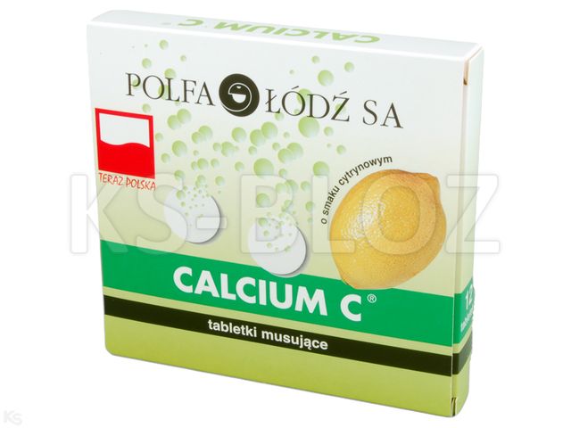 Calcium Z Witaminą C Polfa Łódź o smaku cytrynowym (Calcium C cytr.) interakcje ulotka tabletki musujące 200mg Ca2+200mg 12 tabl.